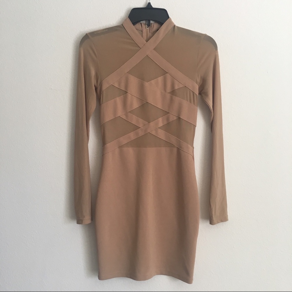 Privy | Beige/Tan Long Sleeve Dress